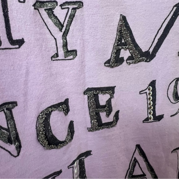 Armani exchange tshirt sparkly lavender lilac grey rhinestone bling studded y2k - Picture 3 of 9